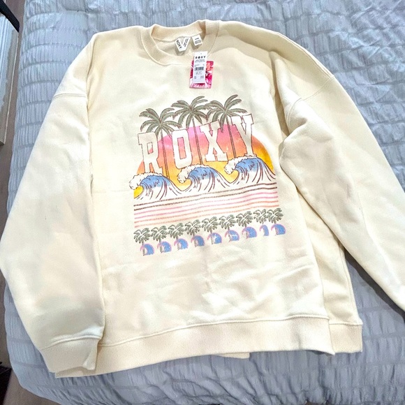 Roxy Cream Graphic Crew Neck Sweater XL - Picture 1 of 1